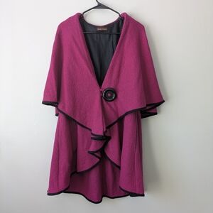 Design Today's Magenta Lagenlook Cape Jacket • Artsy Asymmetrical Wrap • OS